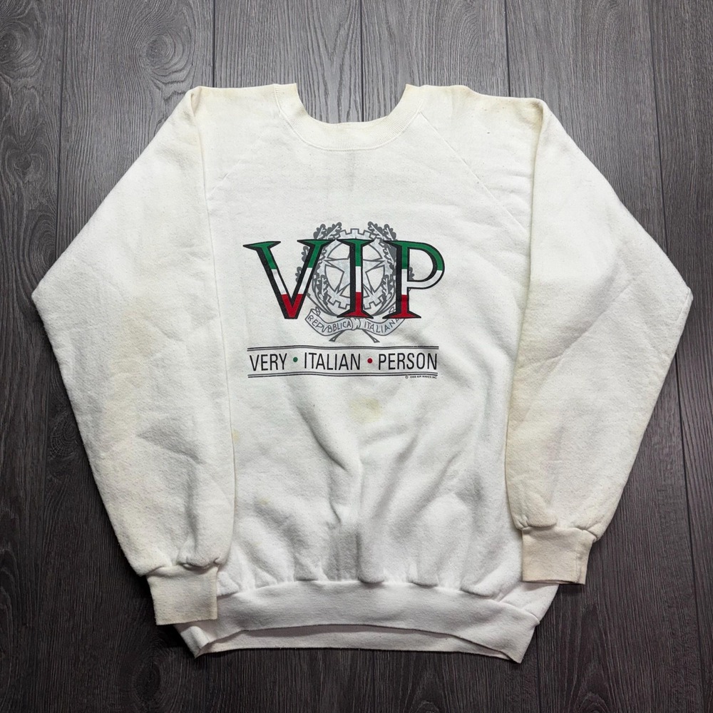 Vintage Very Italian Person Vip 1980s Sweatshirt Raglan Large